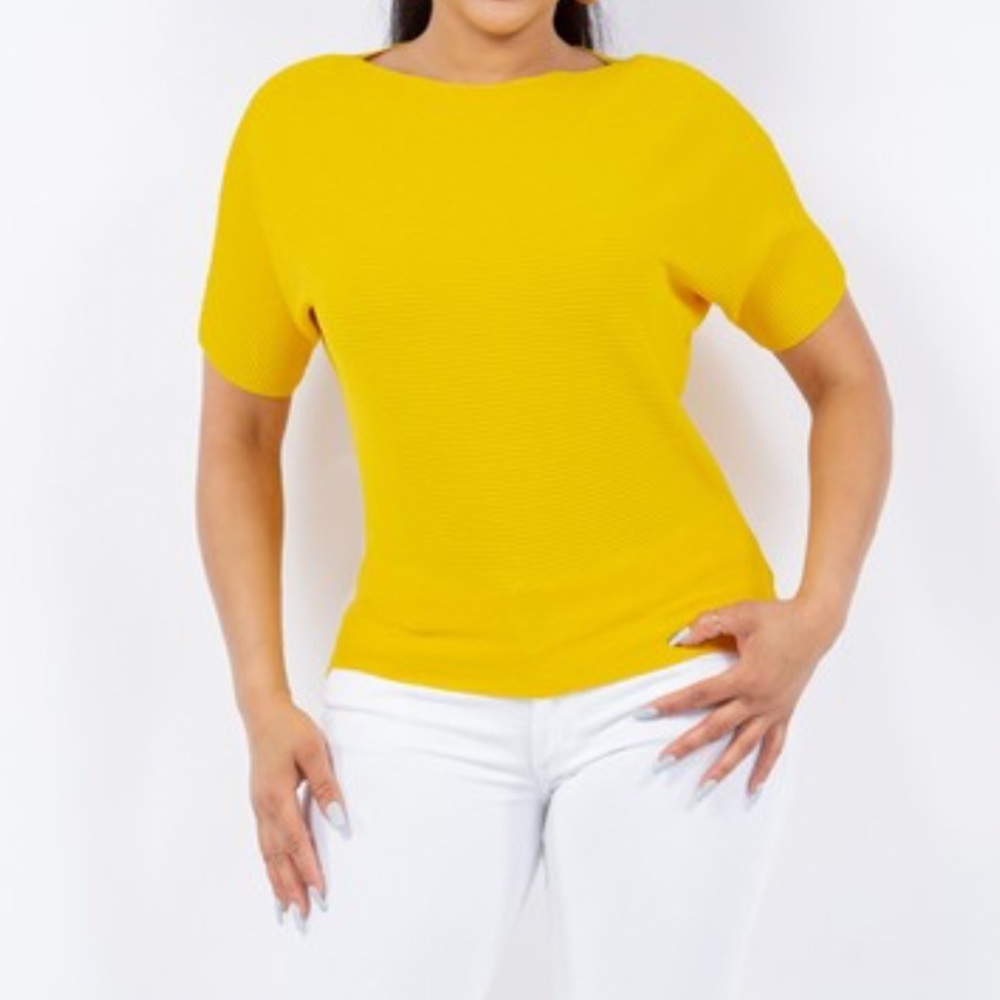 Fancy Fashion Yellow stretch knit top Yellow